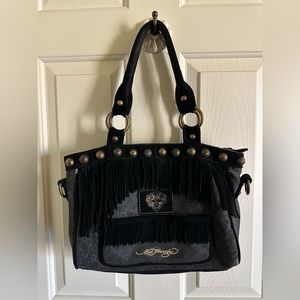 Ed Hardy Fringed Handbag